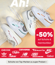 Nur bis heute Mitternacht – 50% Rabatt auf alle Schuhe & Heimtextilien bei Ackermann