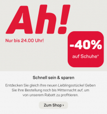 Nur heute – Ackermann Gutschein für 40% Rabatt auf alle Schuhe – z.B. Adidas, Nike, Reebok, New Balance etc.