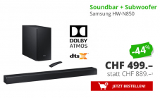 Soundbar + Subwoofer Samsung HW-N850 bei DayDeal im Deal of the Week