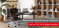 Gonser Gutschein für 50 Franken Rabatt auf Büromöbel ab 200 Franken Einkauf, z.B. elektrische Stehtische etc.