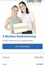 UPDATE fitness - 2 Wochen Gratistraining (Code von Shake & Win)