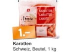 Ab Dienstag: 1kg Rüebli, 1kg Bananen oder 1 Bund Bundzwiebeln für 1.- bei der Migros