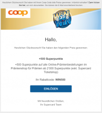 +500 Superpunkte auf alle Online-Prämienbestellungen im Prämienshop für Prämien ab 2’000 Superpunkte (exkl. Supercard Ticketshop)