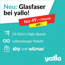 Yallo Fiber mit 10 Gbit/s für CHF 49.- (Lebenslanger Rabatt)