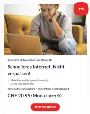 Yallo Home 4G + Home Box - monatlich 20.95 CHF statt 50,- CHF