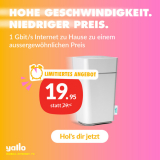 yallo Home Max Cable - Bis zu 1Gbit/s im Kabelnetz für CHF 19.95 / Mt! Mit lebenslangem Rabatt!